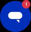 Ícone do messenger do Intercom exibido aos usuários que acessam o Asaas pelo computador.